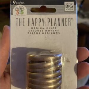 NIP Happy Planner Medium Discs Rose Gold Plastic w/ Heart 9 Pcs